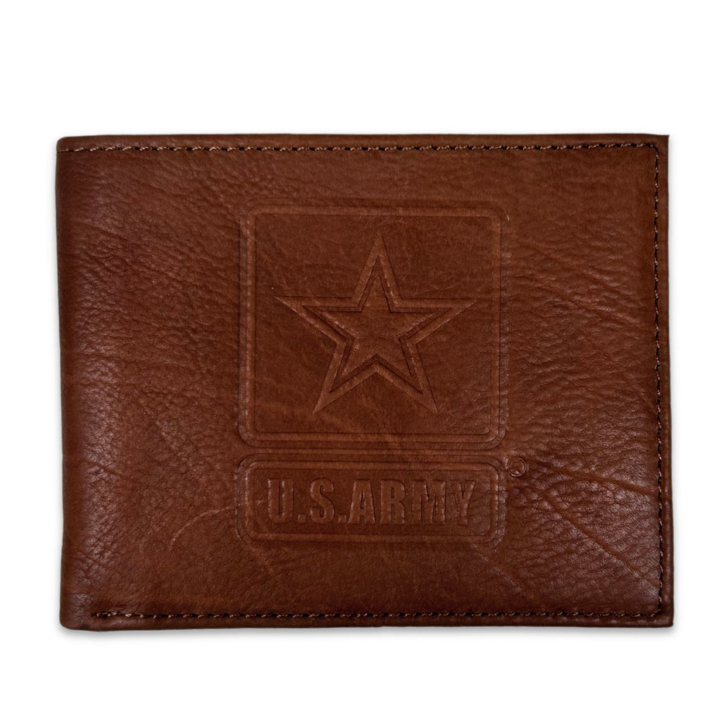 Army Star Genuine Leather Bifold Wallet (Brown)