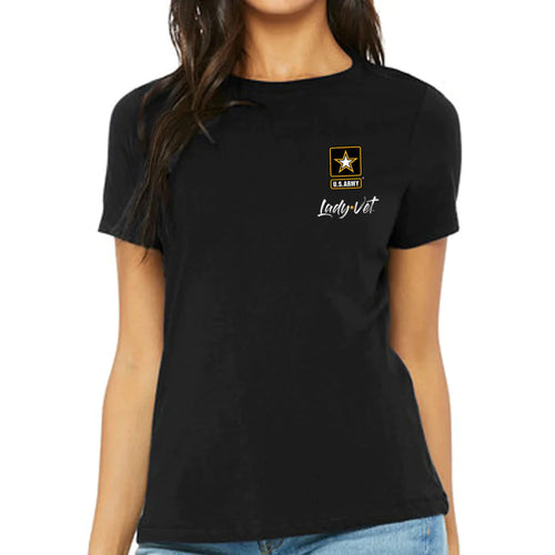 Army Lady Vet Left Chest Logo Ladies T-Shirt