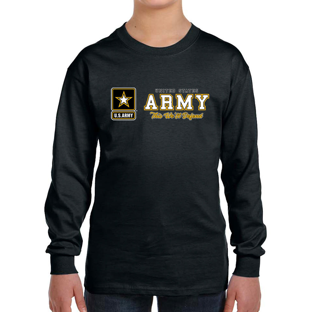 Army Youth This We'll Defend Chest Print Long Sleeve T-Shirt