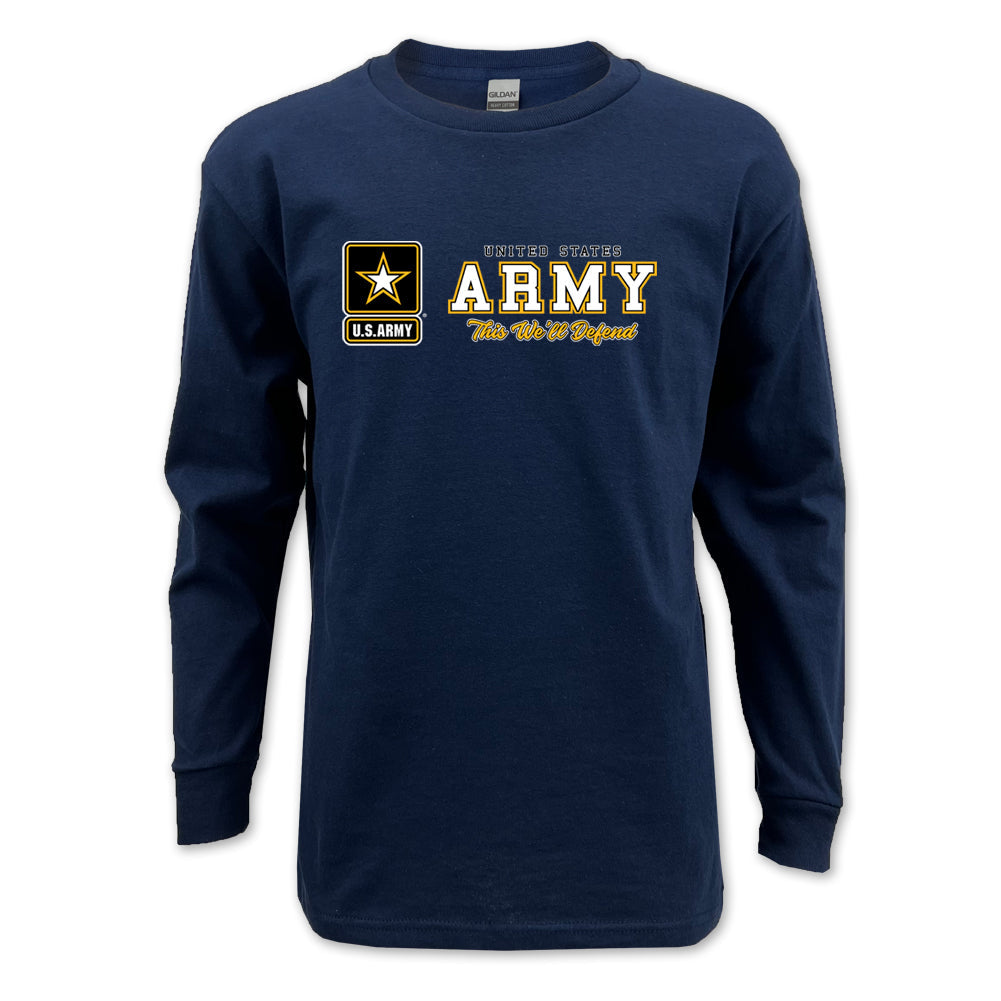 Army Youth This We'll Defend Chest Print Long Sleeve T-Shirt