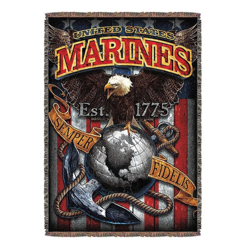 Marines Fighting Eagle Woven Blanket