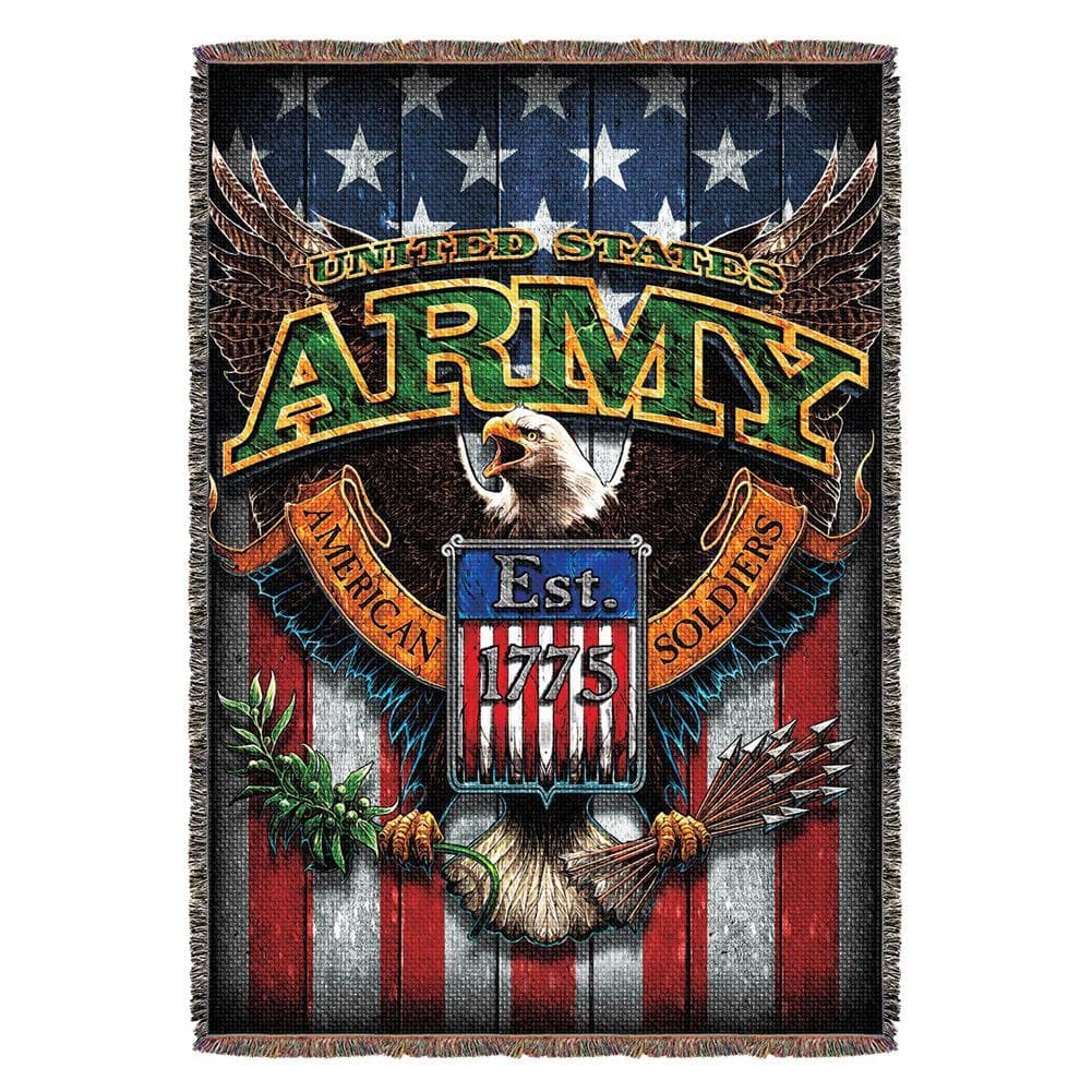 Army Fighting Eagle Woven Blanket