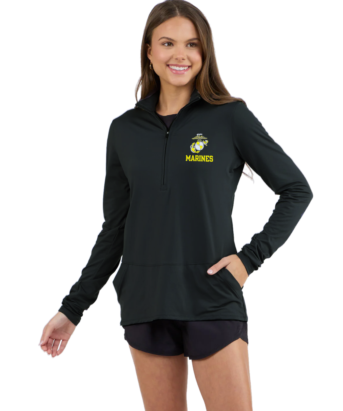 Marines Ladies Flex Quarter Zip (Black)