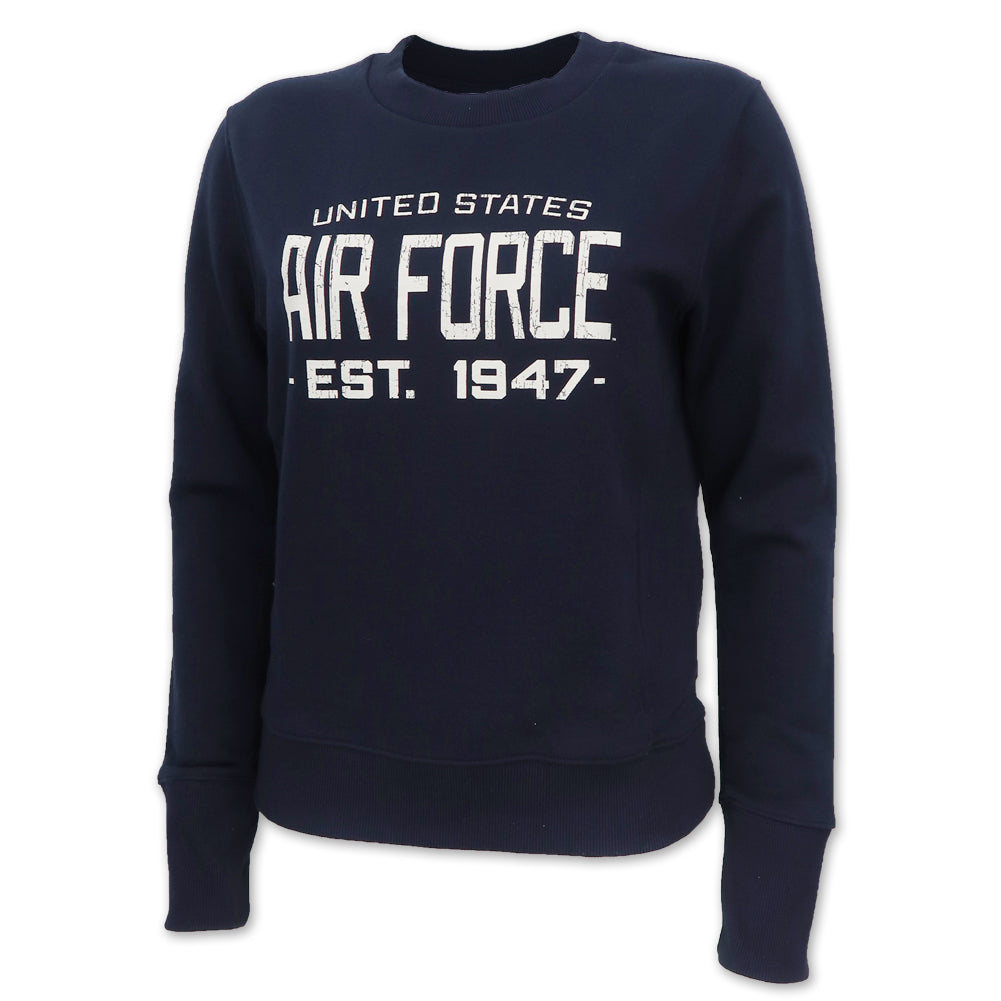 Air Force Champion Ladies Distressed Crewneck (Navy)