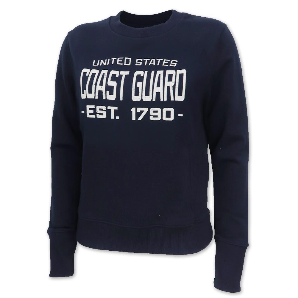 Coast Guard Champion Ladies Distressed Crewneck (Navy)