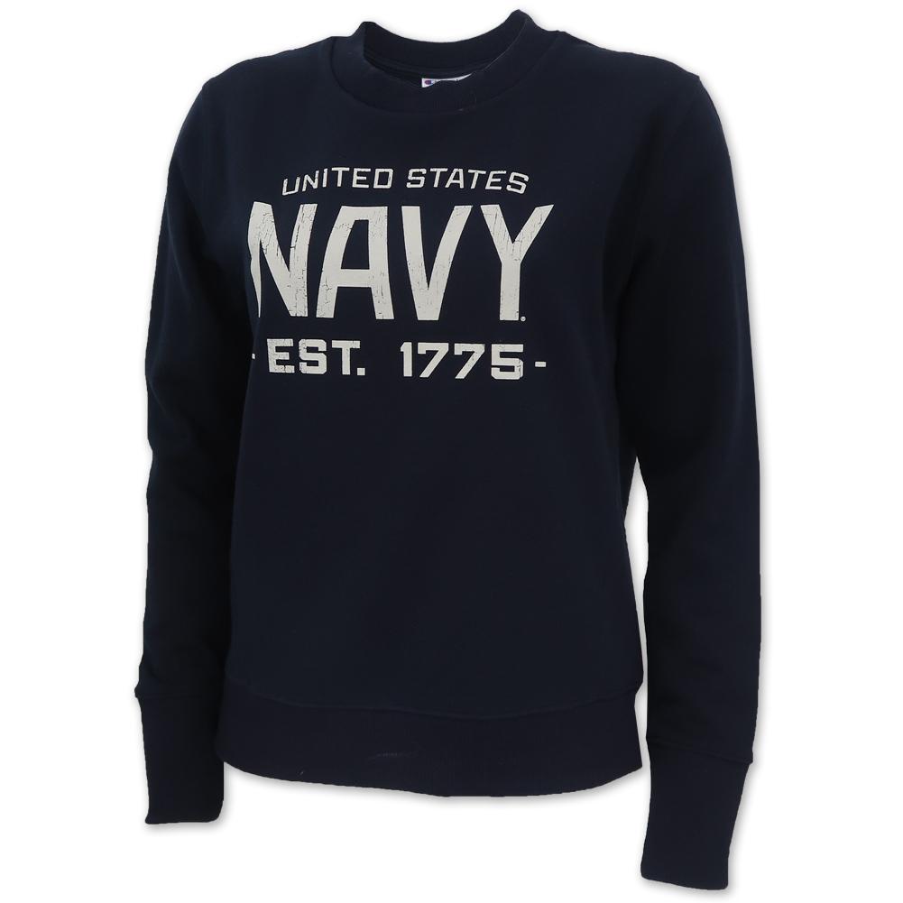 Navy Champion Ladies Distressed Crewneck (Navy)