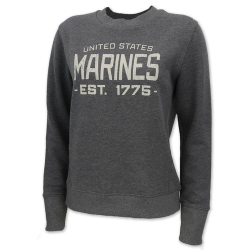 Marines Champion Ladies Distressed Crewneck (Grey)