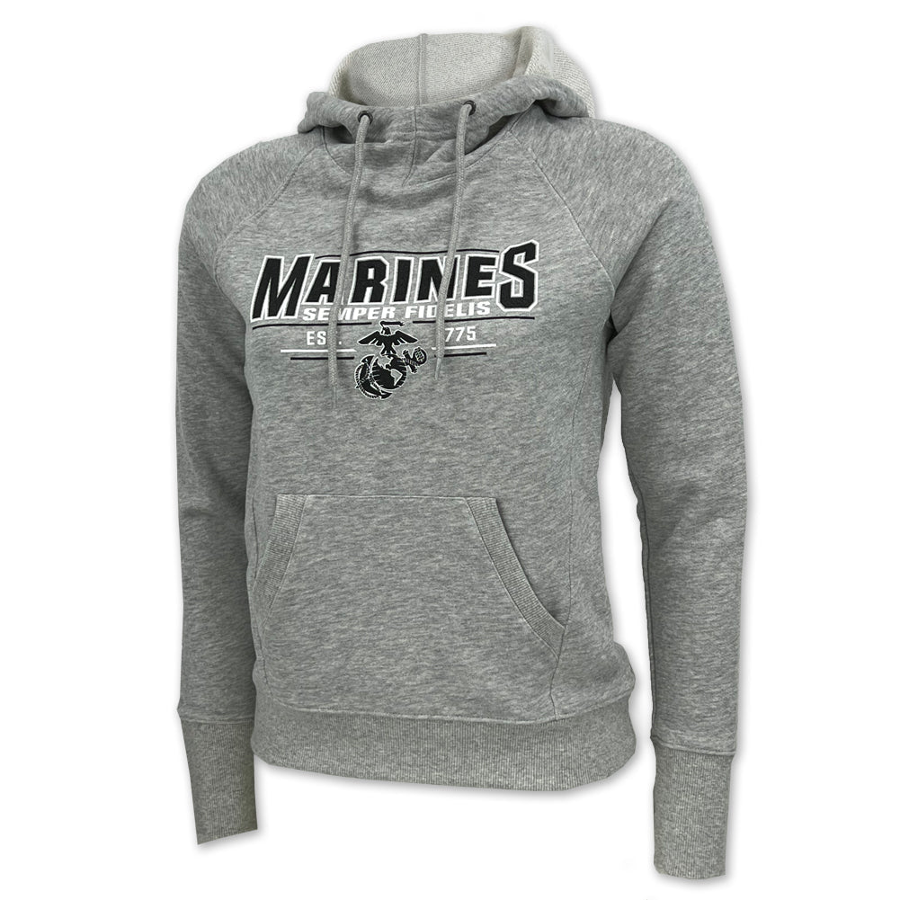 Marines Ladies Champion Semper Fi University Fleece Hood (Grey)