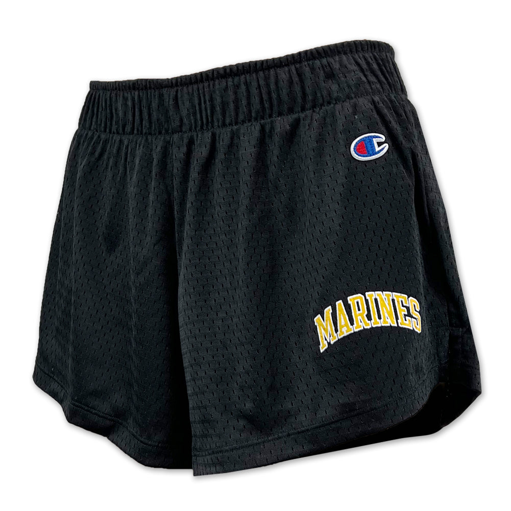 Marines Champion Ladies Mesh Shorts (Black)