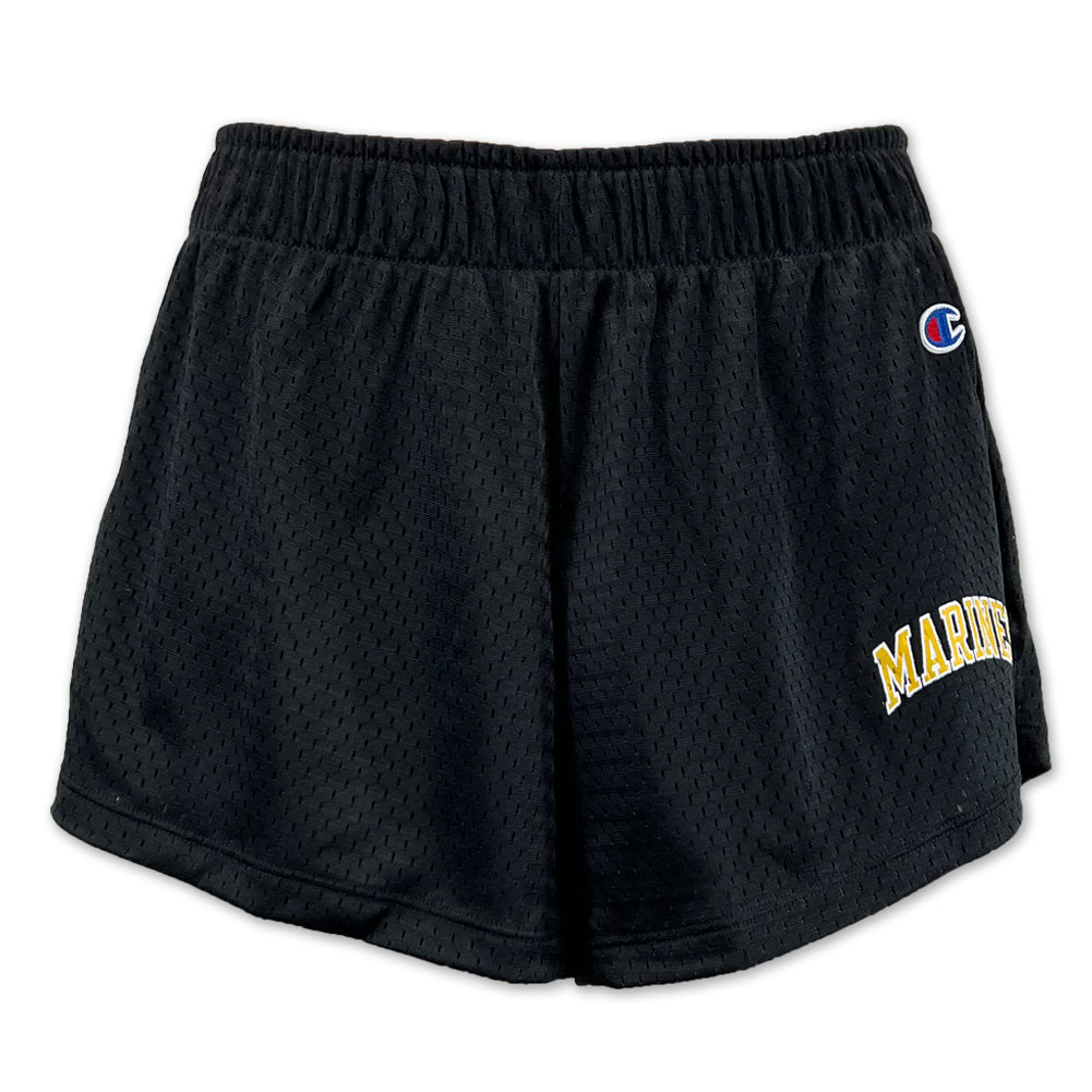 Marines Champion Ladies Mesh Shorts (Black)