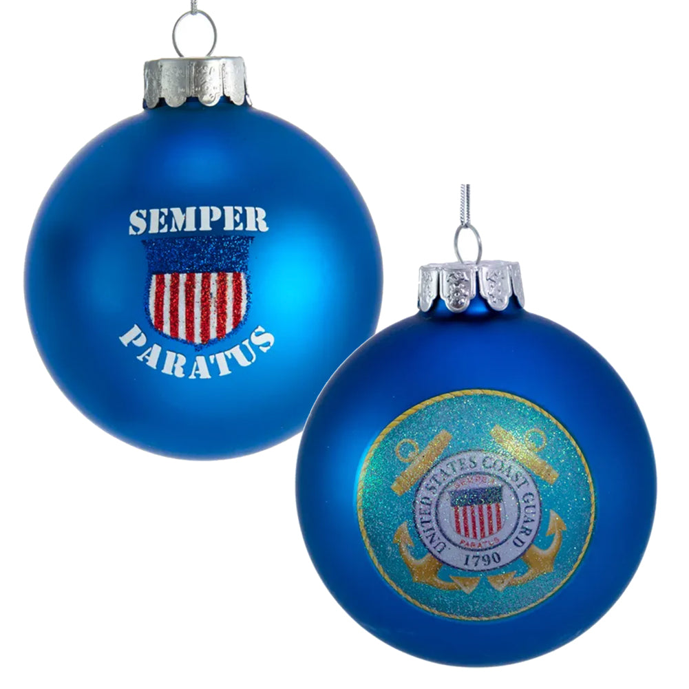 Coast Guard Semper Paratus Glass Ball Ornament (Blue)