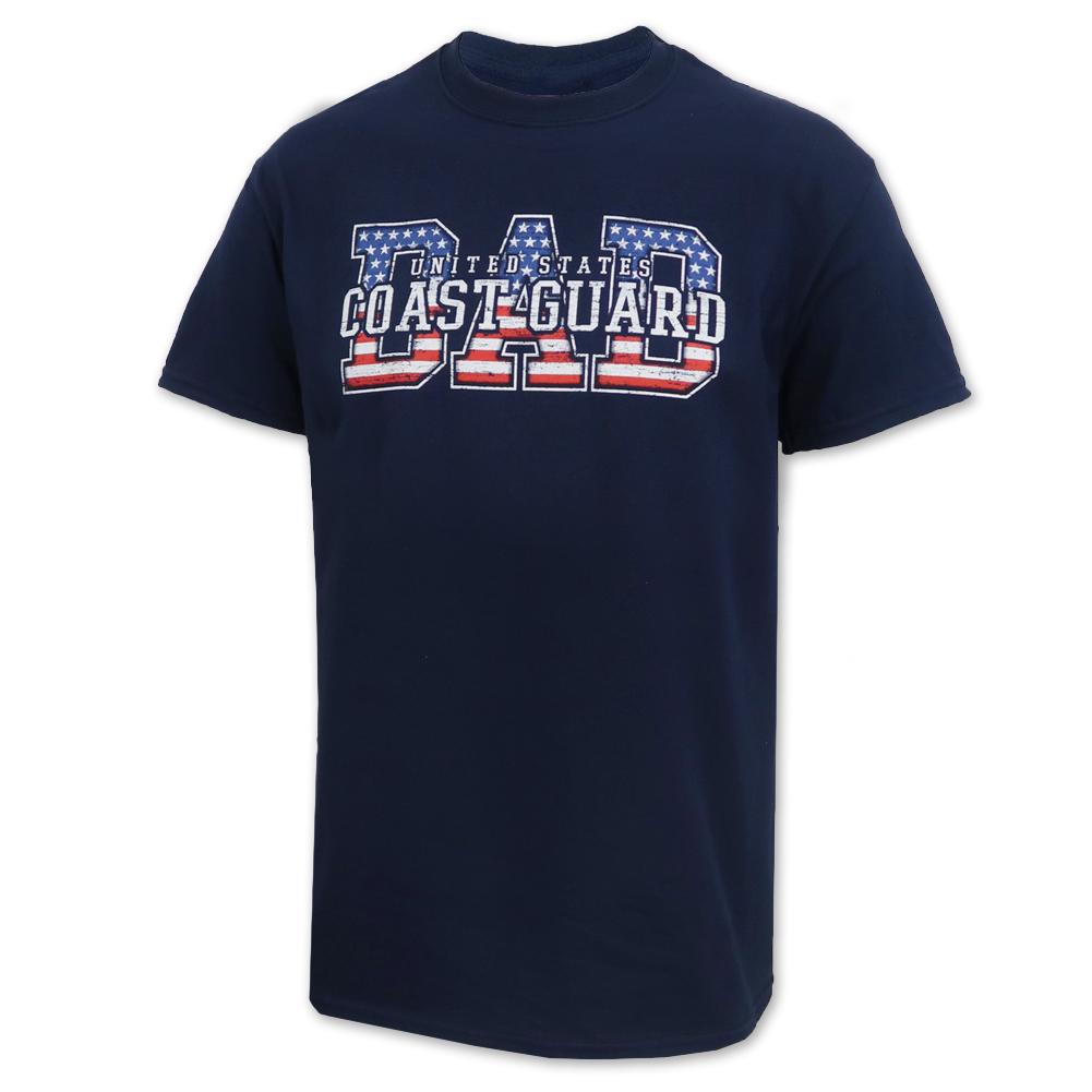 Coast Guard Dad American Flag T-Shirt (Navy)