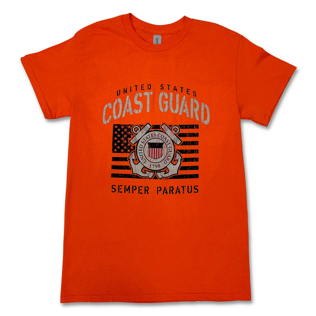 Coast Guard Vintage Stencil T-Shirt (Orange)