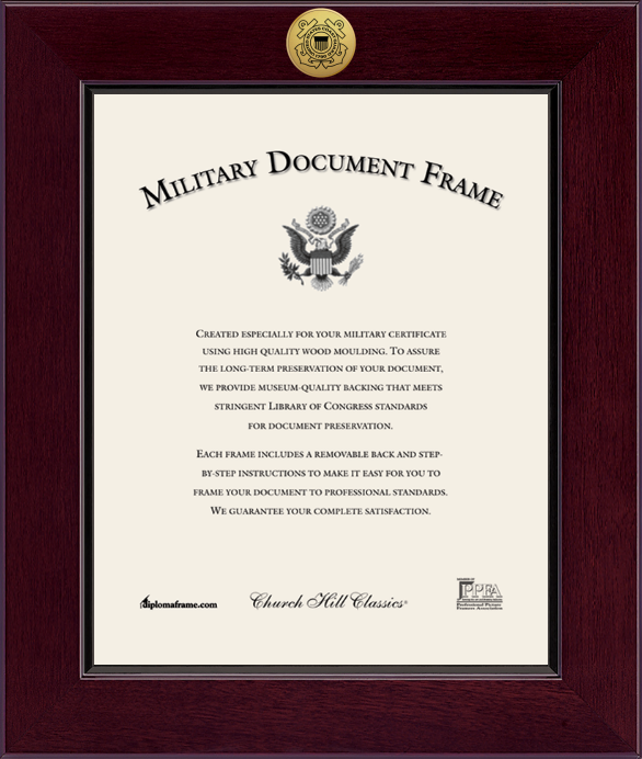 U.S. Coast Guard Century Gold Engraved Certificate Frame (Vertical)