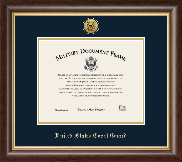 U.S. Coast Guard Gold Engraved Medallion Frame (Horizontal)