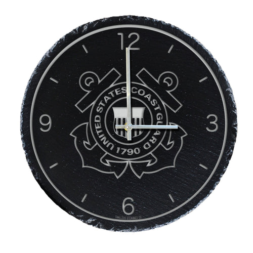 Coast Guard Seal Slate Clock (Black)