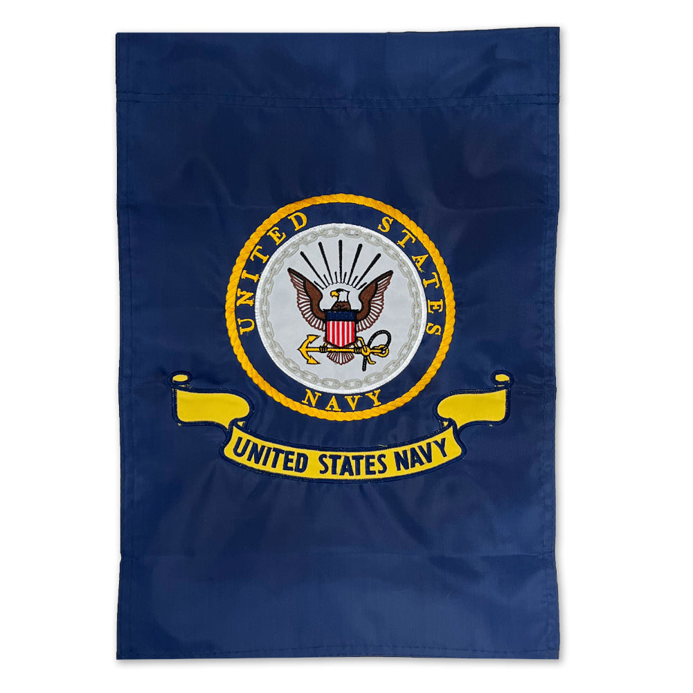 Navy Embroidered Garden Flag (12