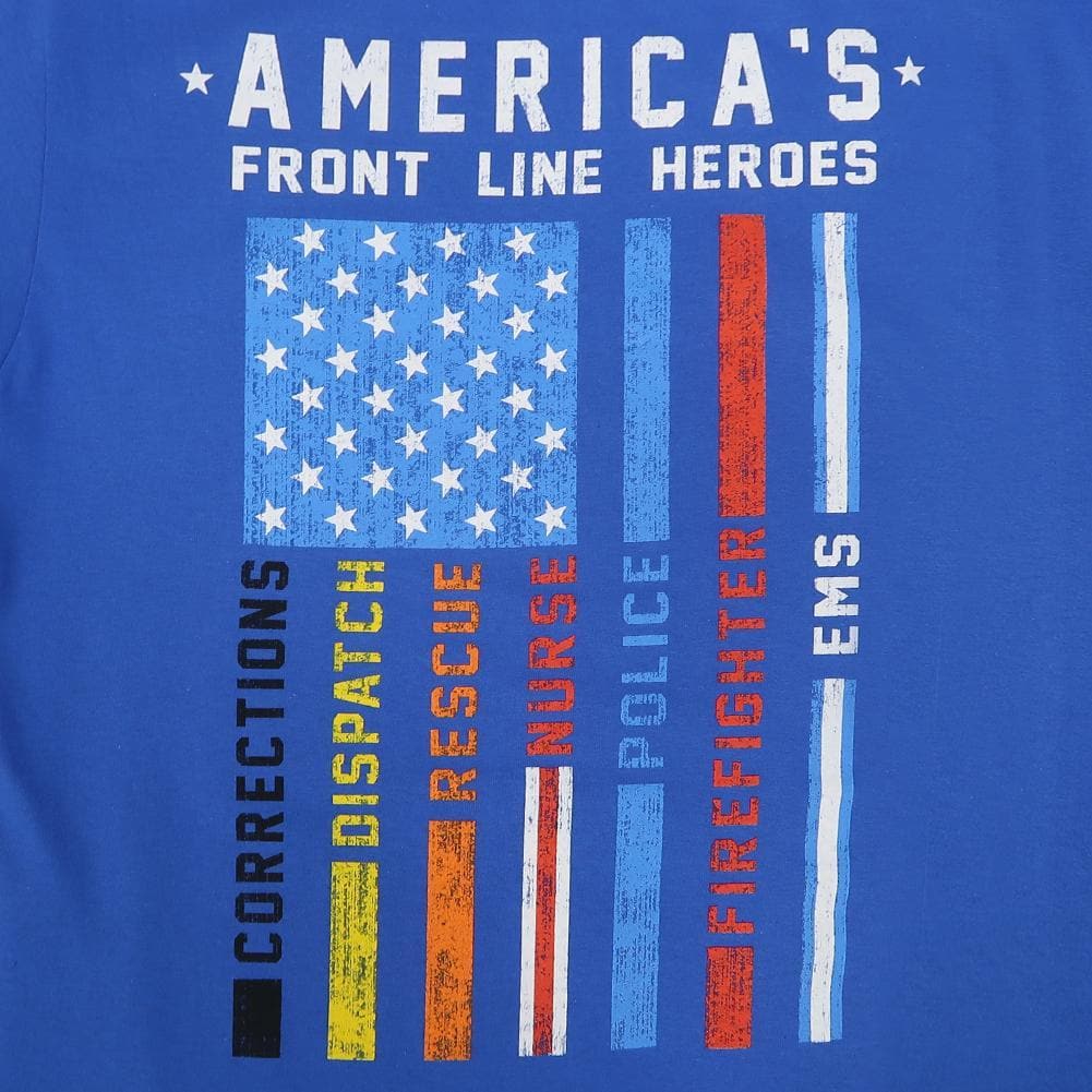 America's Front Line Heroes Flag T-Shirt (Blue)