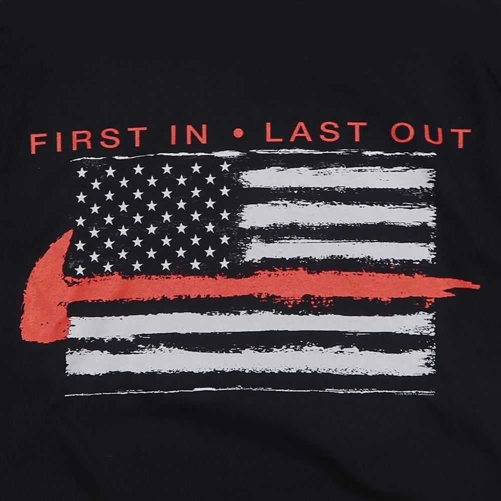 First In Last Out Fire Flag T-Shirt (Black)