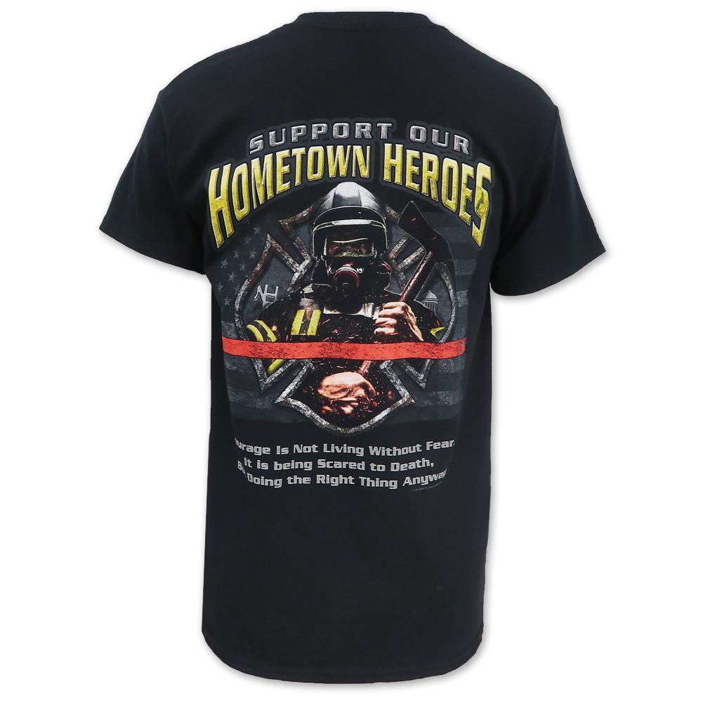 Support Our Hometown Heroes Firefighter T-Shirt (Black)