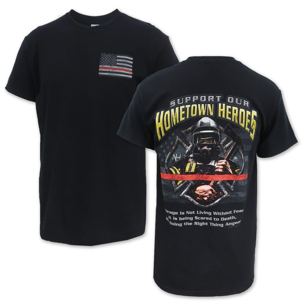 Support Our Hometown Heroes Firefighter T-Shirt (Black)