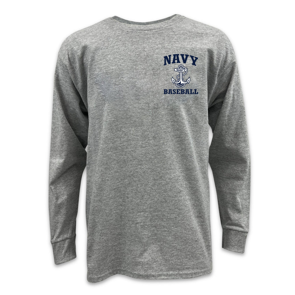 Navy Youth Anchor Baseball Long Sleeve T-Shirt