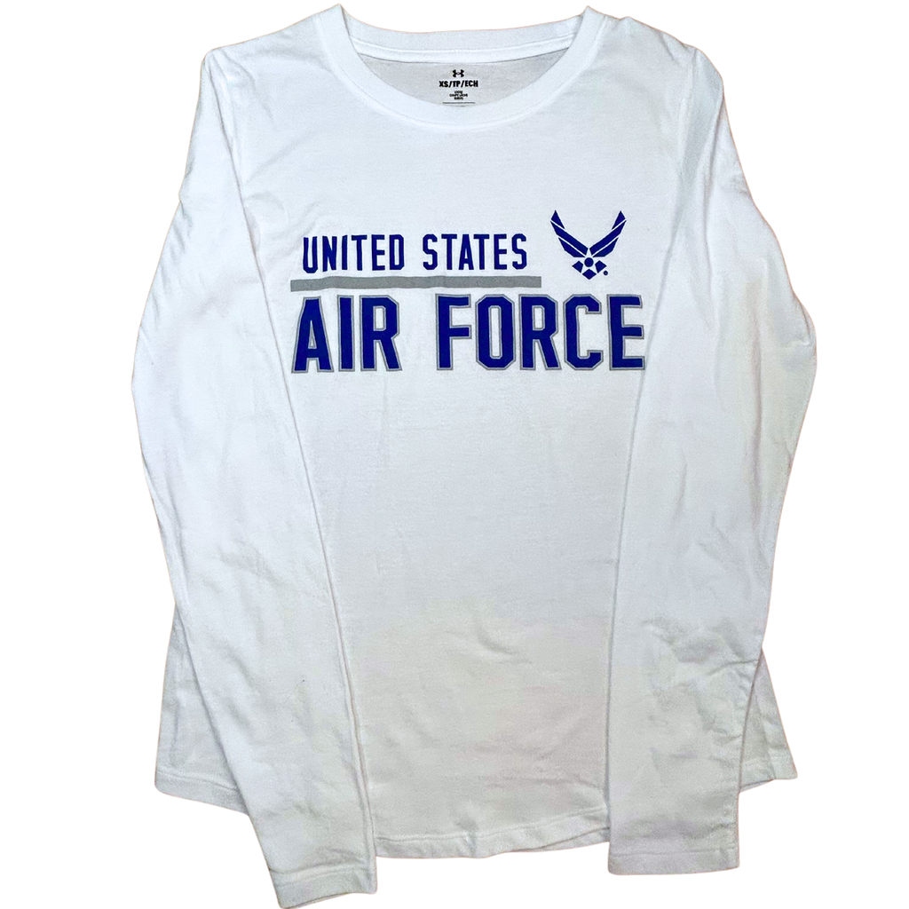 United States Air Force Ladies Under Armour Long Sleeve T-Shirt (White)