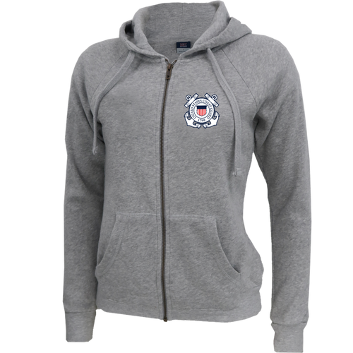 Coast Guard Seal Ladies Angel Fleece Full Zip Hoodie