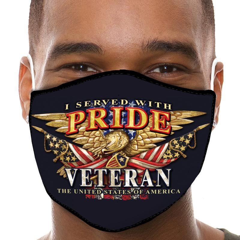 I Served With Pride Veteran Face Mask (Black)-Single or 3 Pack