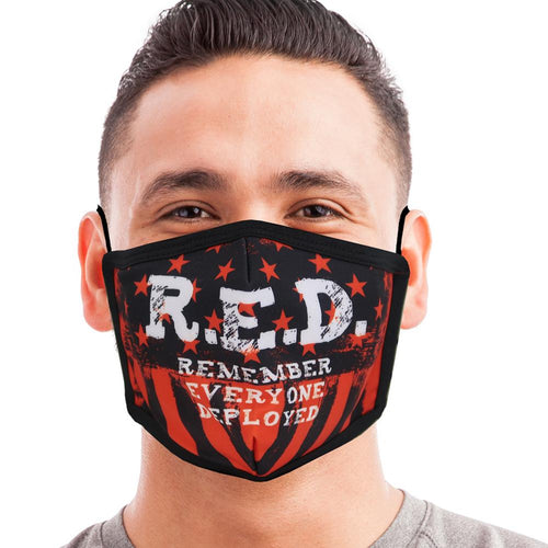 R.E.D. Remember Everyone Deployed Face Mask-Single Or 3 Pack