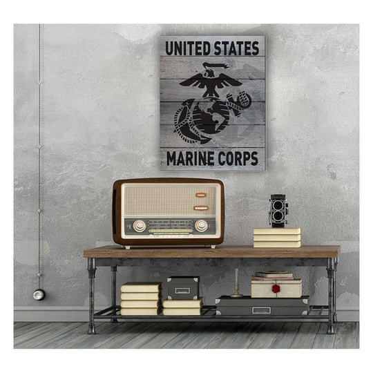 Pallet Pride - Gray Weathered Logo Marines (16x20)