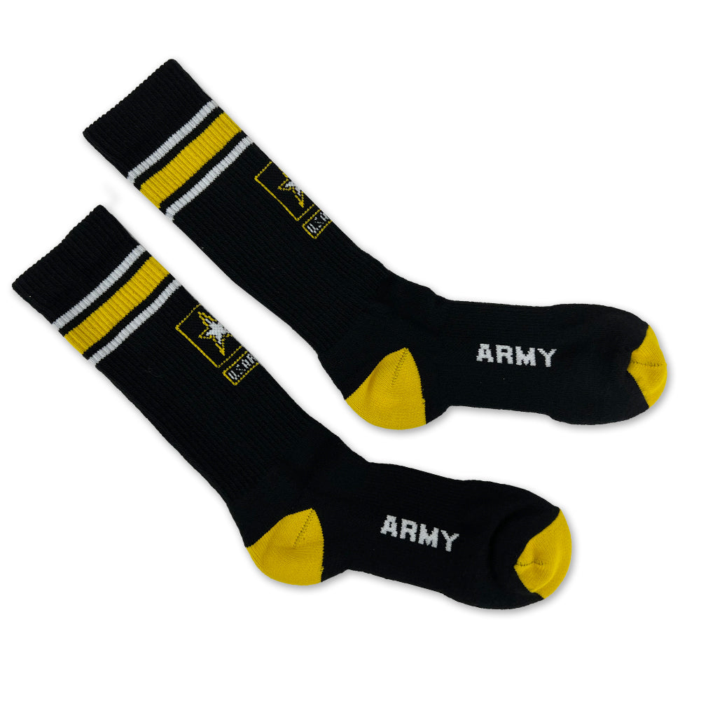 Army Stripe Star Crew Socks (Black)