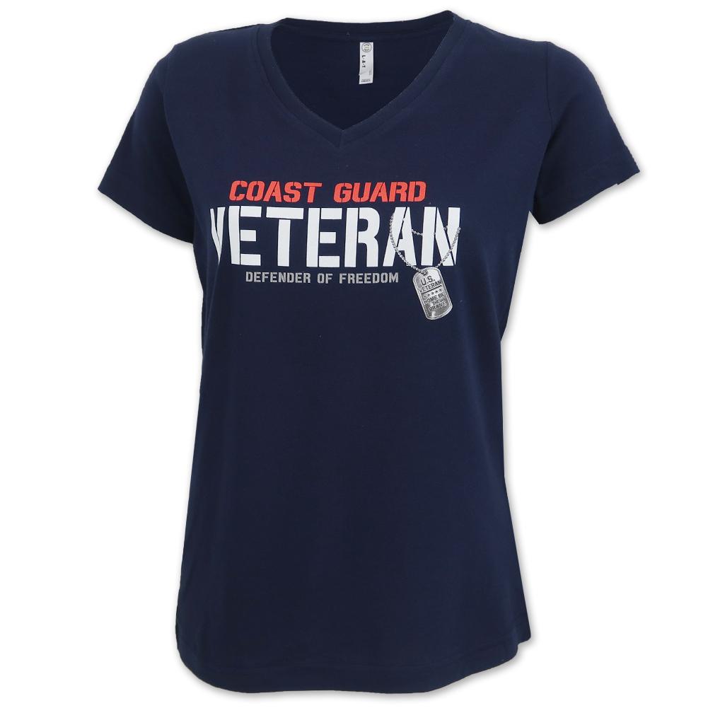 Coast Guard Ladies Veteran Defender T-Shirt (Navy)