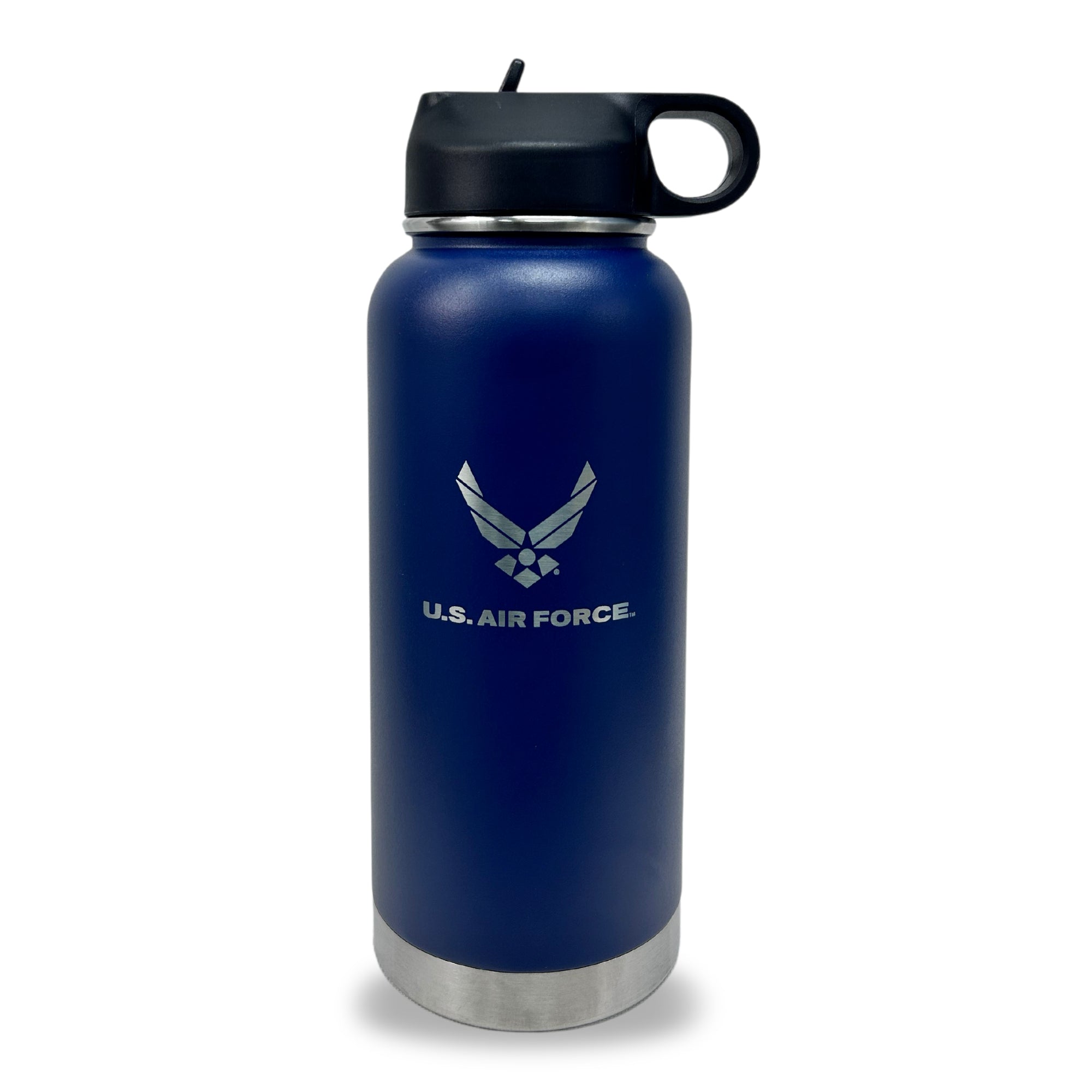 Air Force Wings Stainless Steel Laser Etched 32oz Water Bottle (Navy)