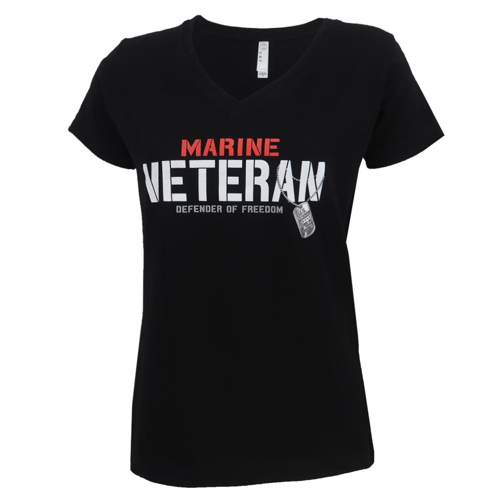 Marines Ladies Veteran Defender T-Shirt (Black)