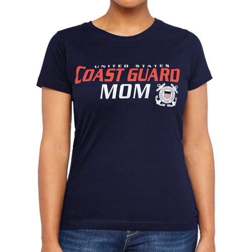 Ladies United States Coast Guard Mom T-Shirt (Navy)