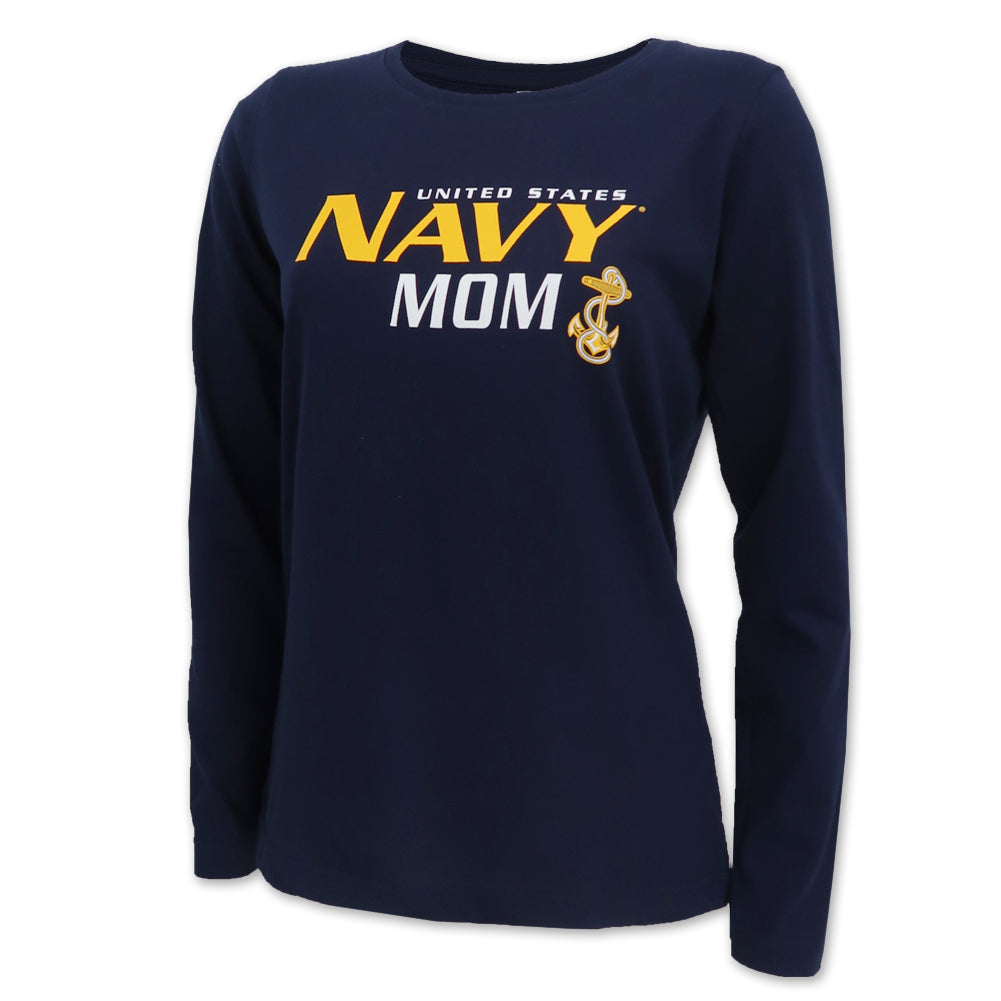 Ladies United States Navy Mom Long Sleeve T-Shirt (Navy)