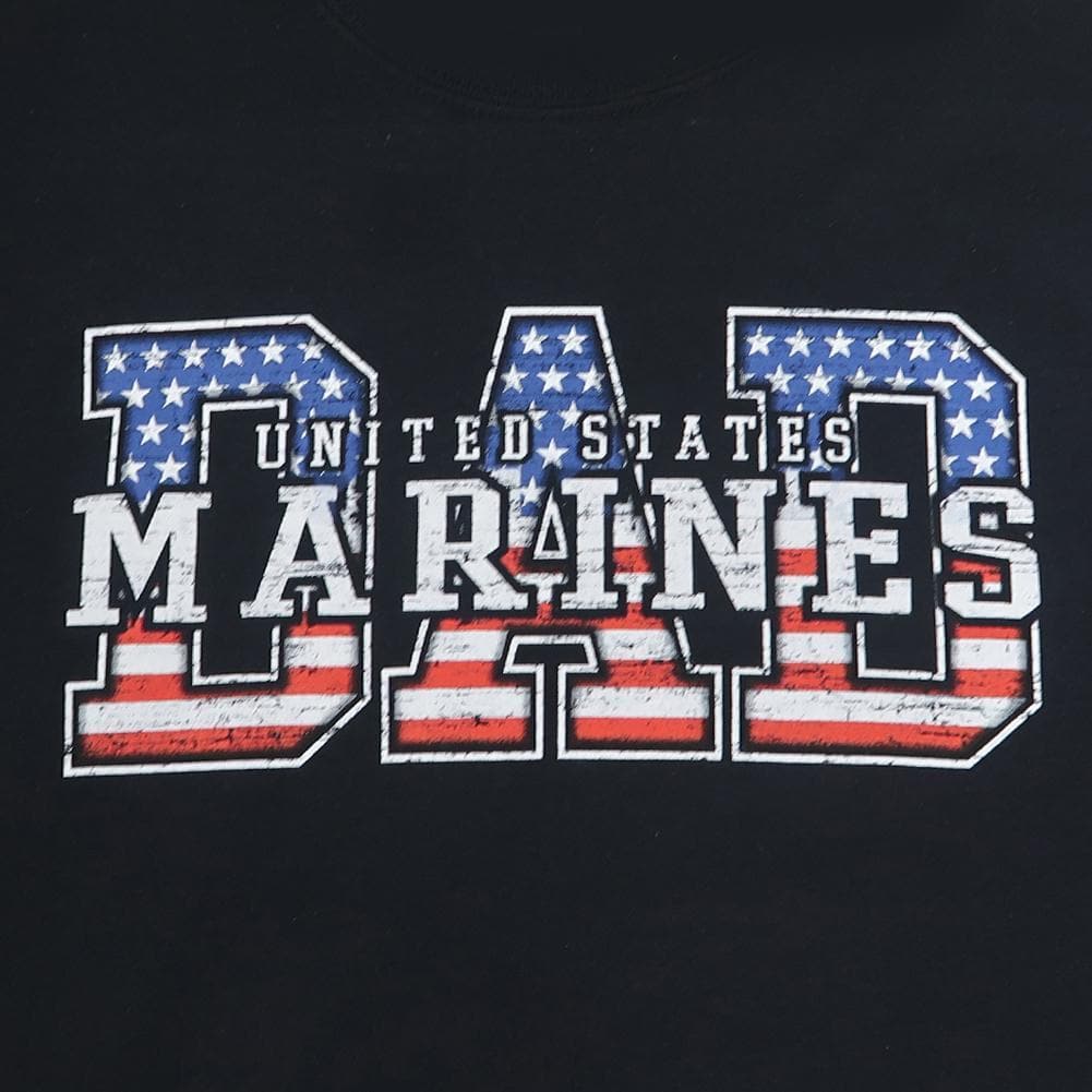 Marines Dad American Flag T-Shirt (Black)