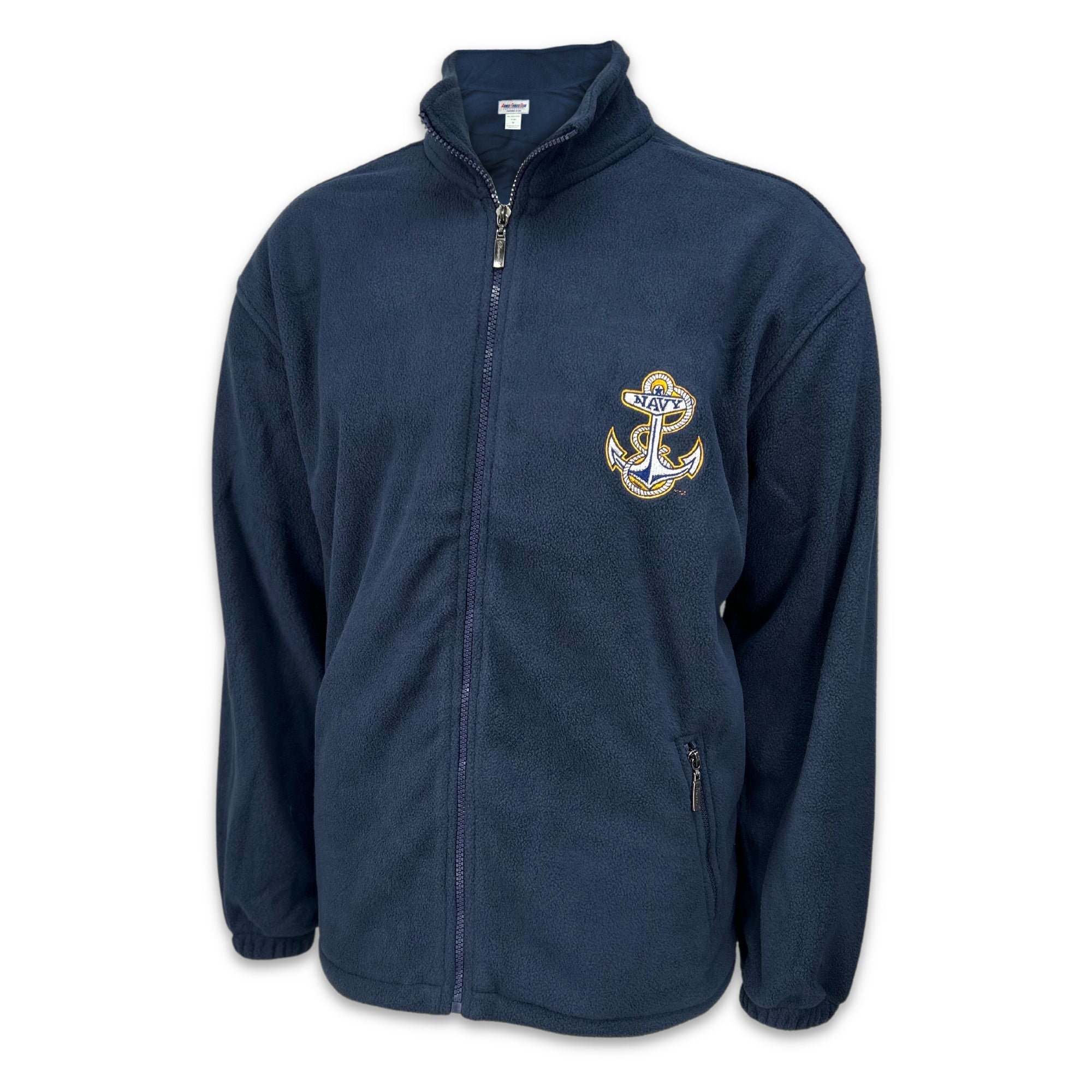 Navy Anchor Solid Full Zip Fleece Jacket (Navy)