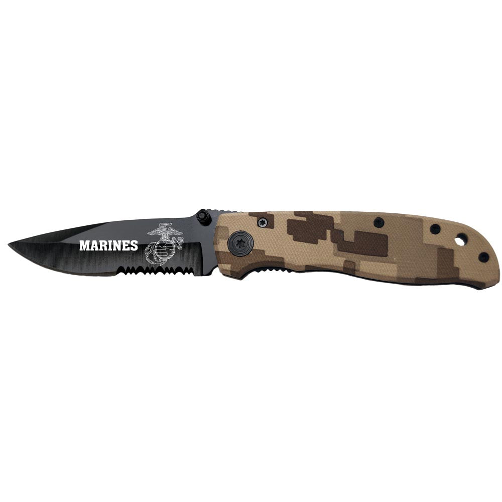 Marines Folding Lock Back Knife (Brown Camo)