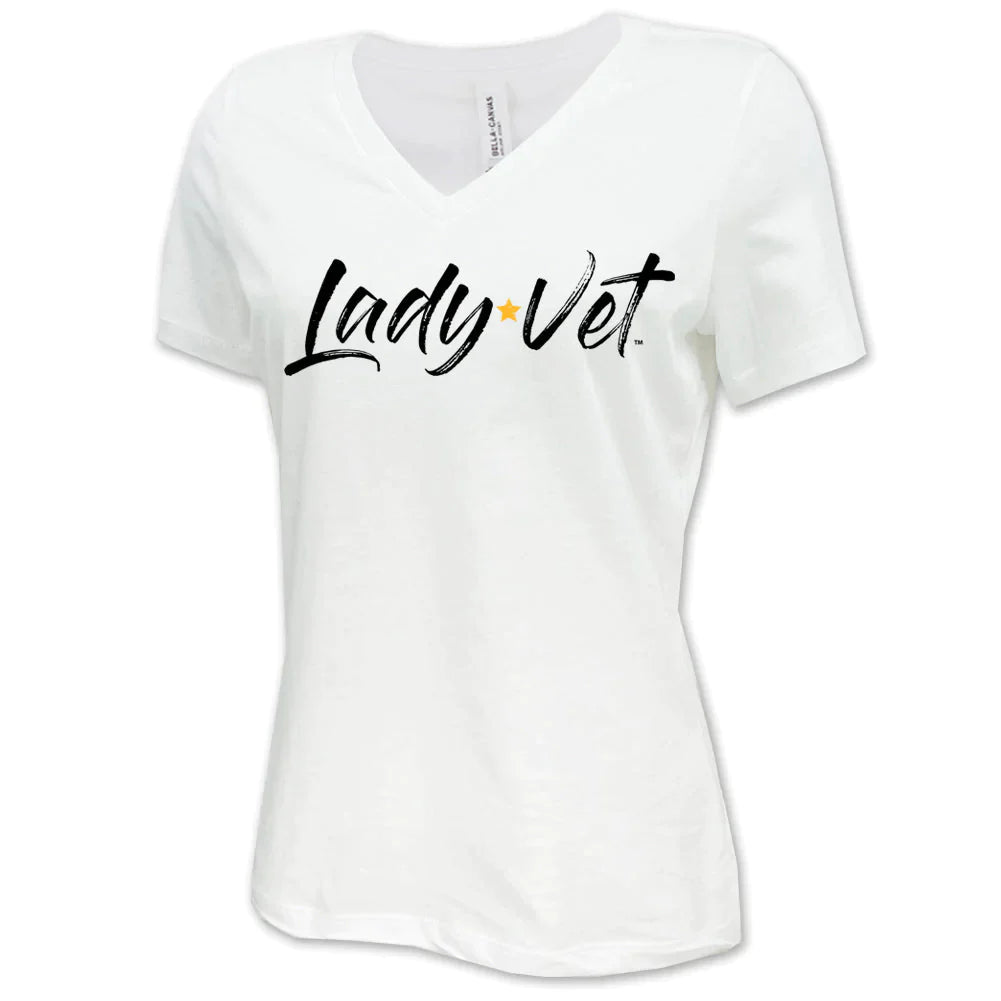 Marines Lady Vet Full Chest Logo V-Neck T-Shirt