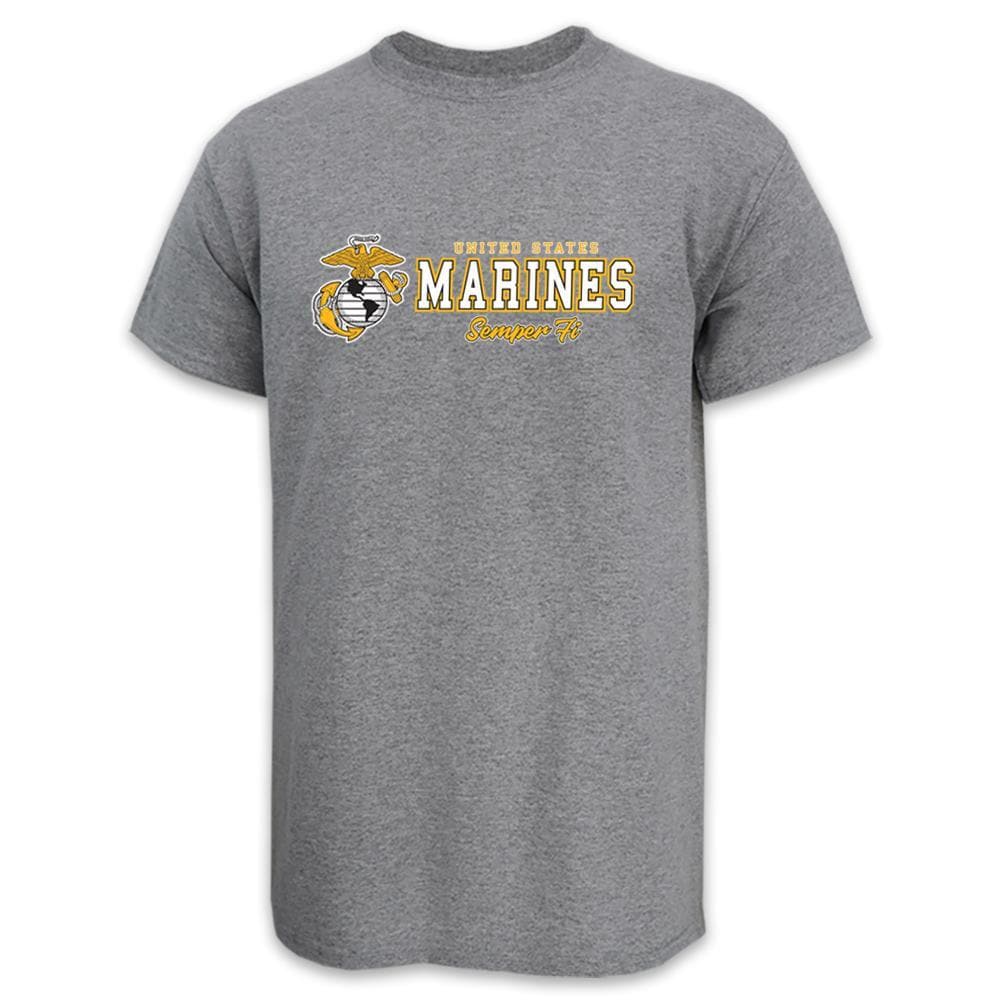 United States Marines Semper Fi USA Made T-Shirt (Grey)