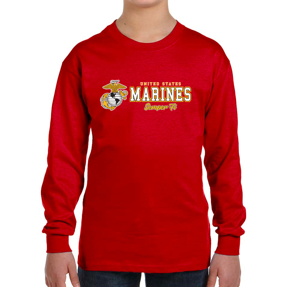 Marines Youth Semper Fi Chest Print Long Sleeve T-Shirt