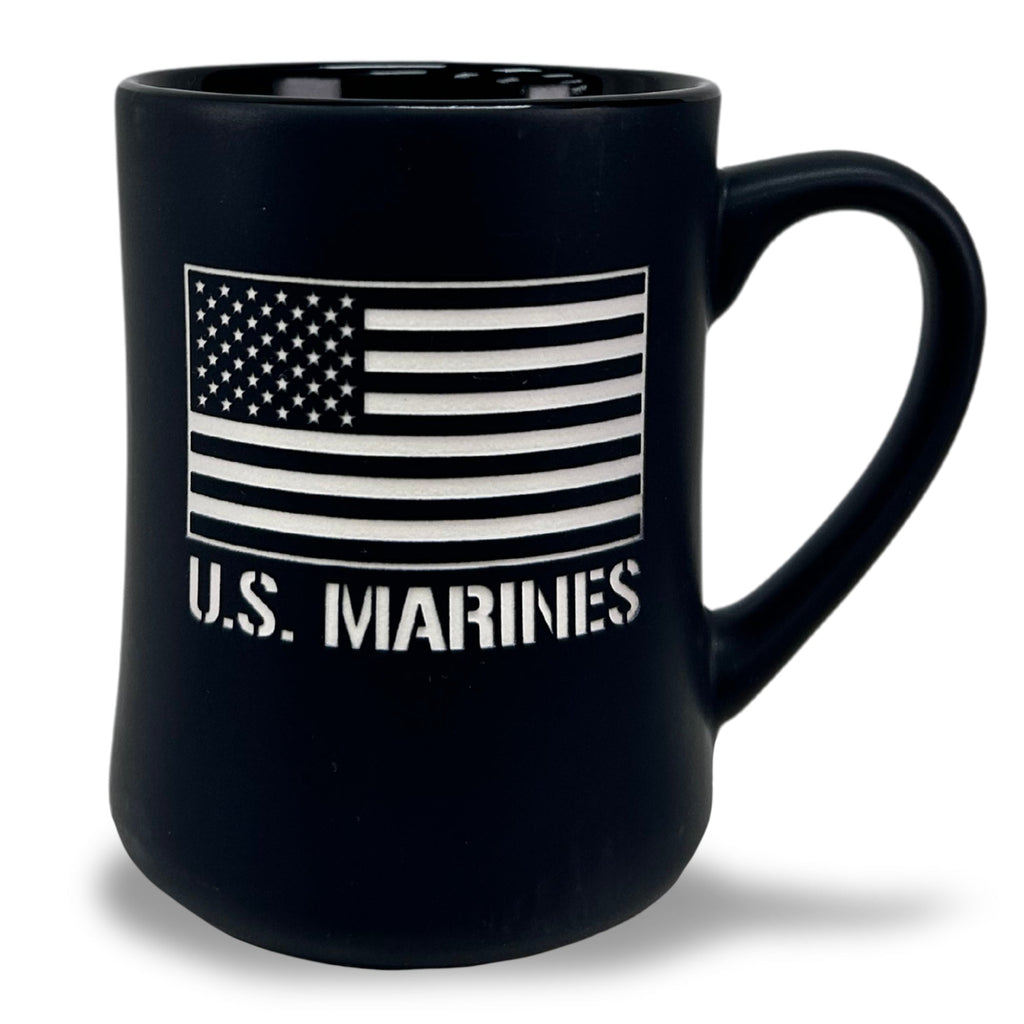 Marines American Flag MK Etched Mug (Black)