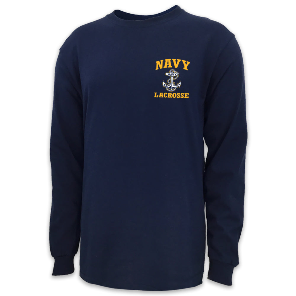 Navy Anchor Lacrosse Long Sleeve T-Shirt