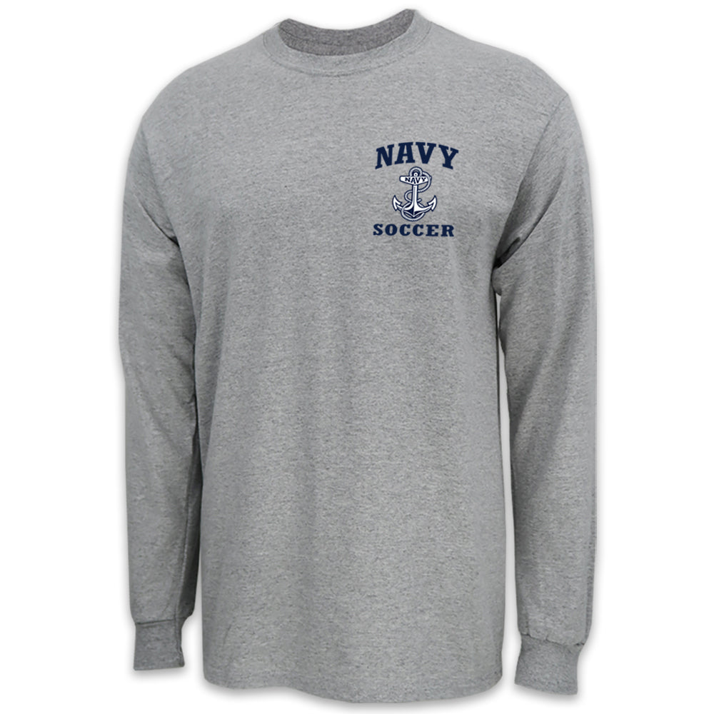 Navy Anchor Soccer Long Sleeve T-Shirt