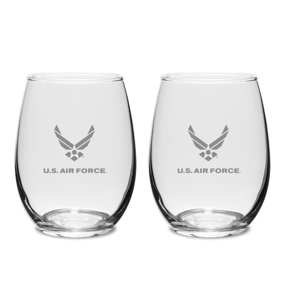 Air Force Wings Set of Two 15oz Stemless Wine Glasses