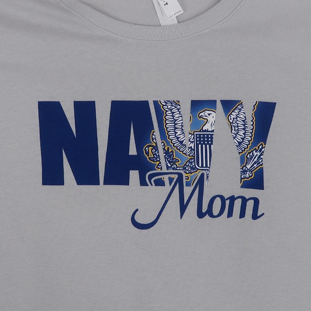 Navy Ladies Eagle Mom T-Shirt (Silver)