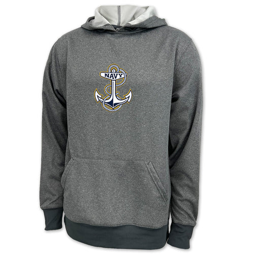 Navy Anchor Center Chest Performance Hood (grey)