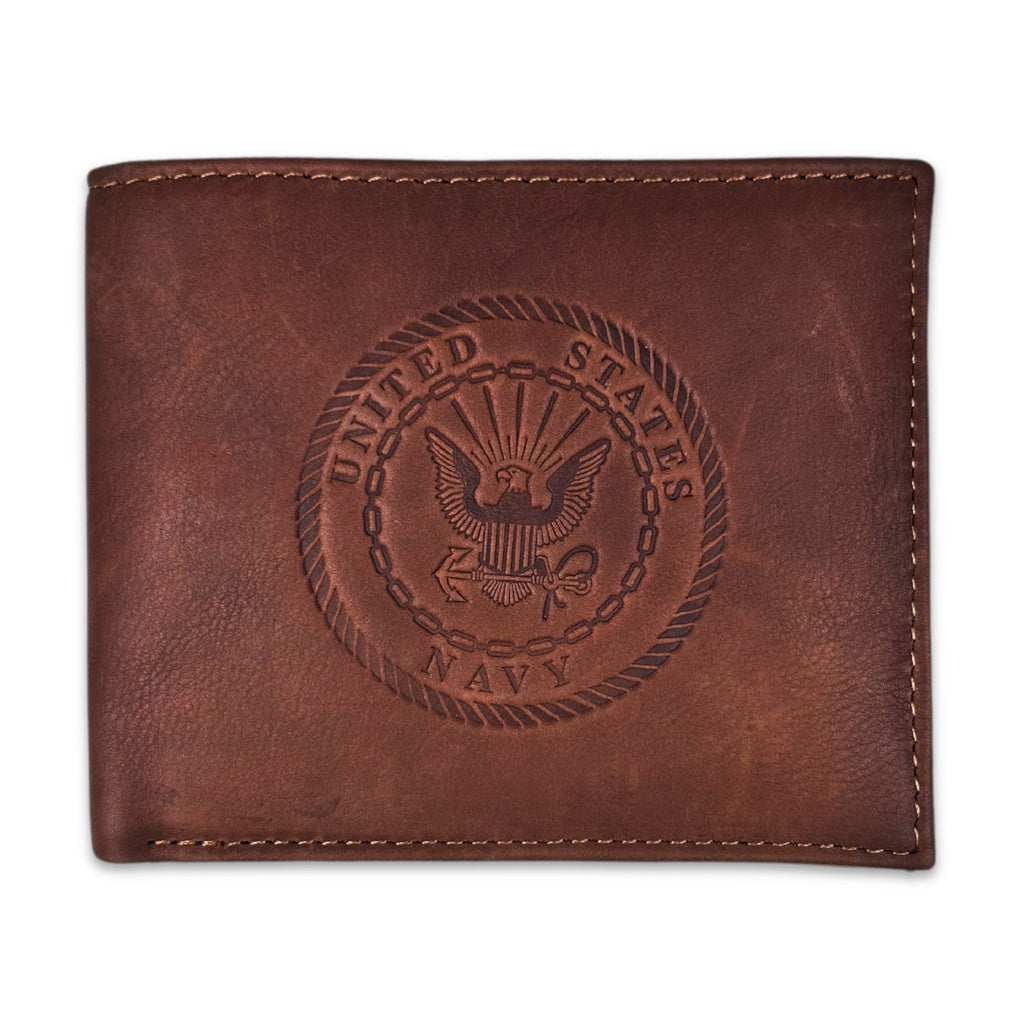 Navy Seal Genuine Leather Bifold Wallet (Brown)